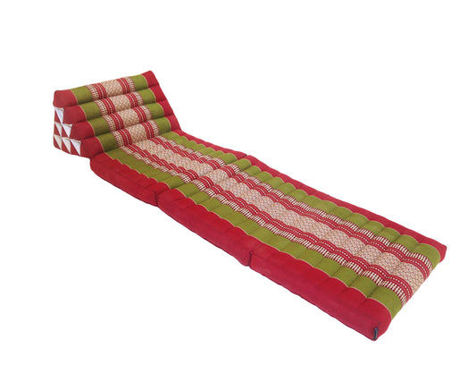 Thai Kapok 3 Fold Mattress with Triangle Cushion (Green Burgundy)