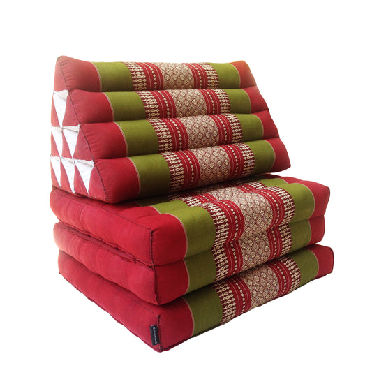 Thai Kapok 3 Fold Mattress with Triangle Cushion (Green Burgundy)