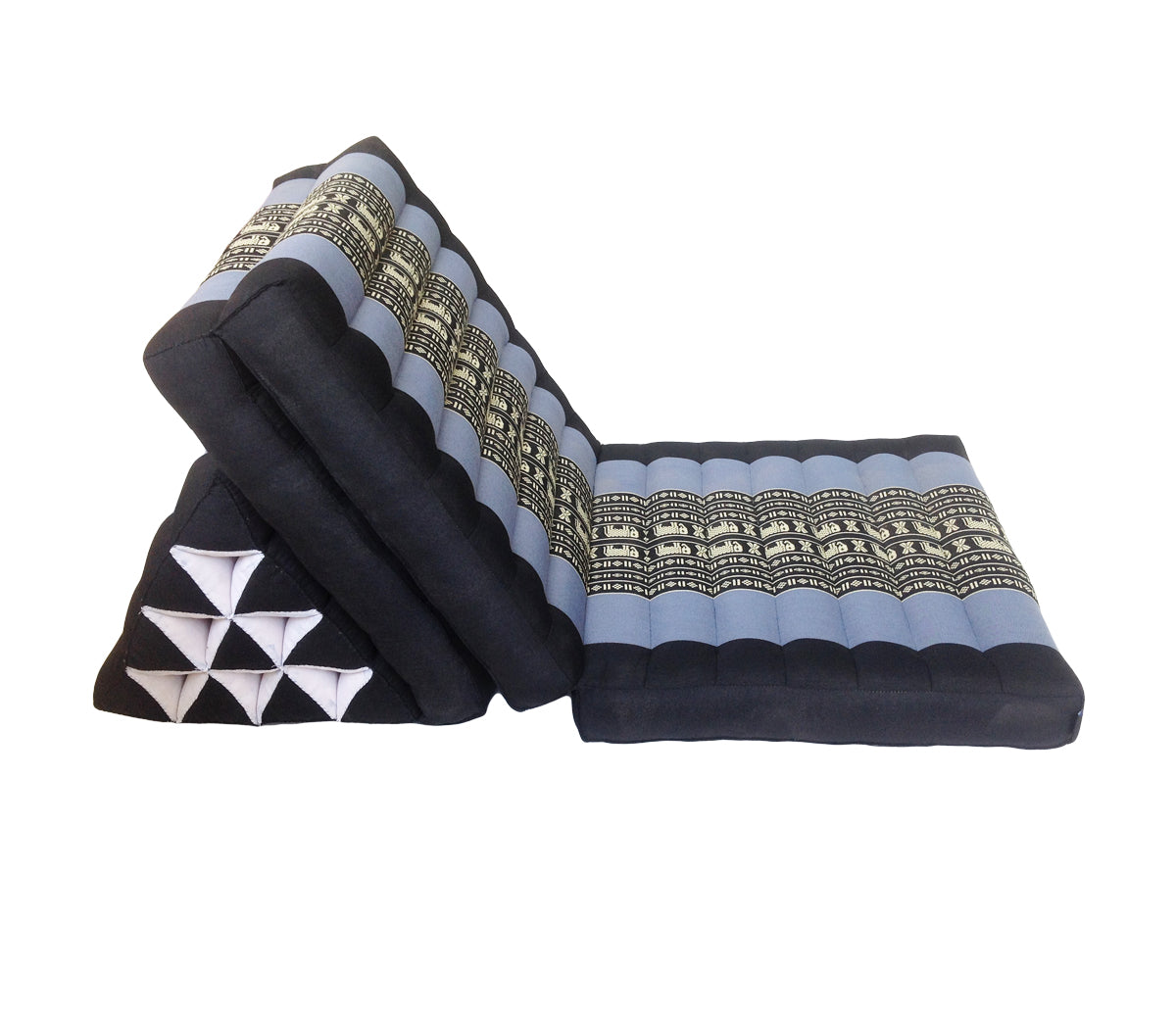 Thai Kapok 3 Fold Mattress with Triangle Cushion (Blue with Elephants)