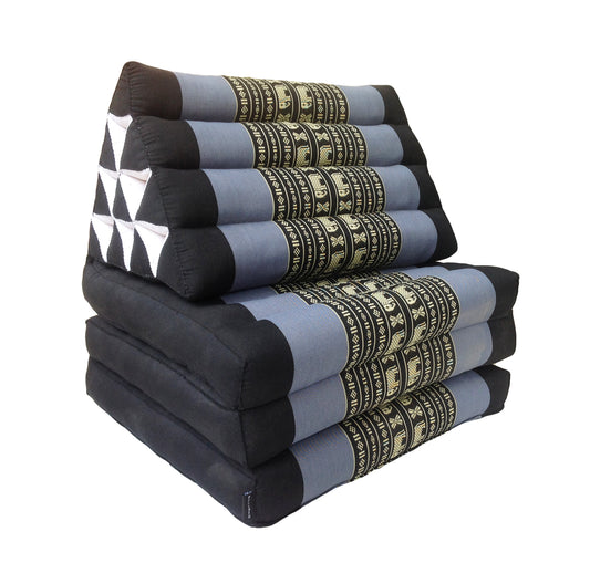 Thai Kapok 3 Fold Mattress with Triangle Cushion (Blue with Elephants)