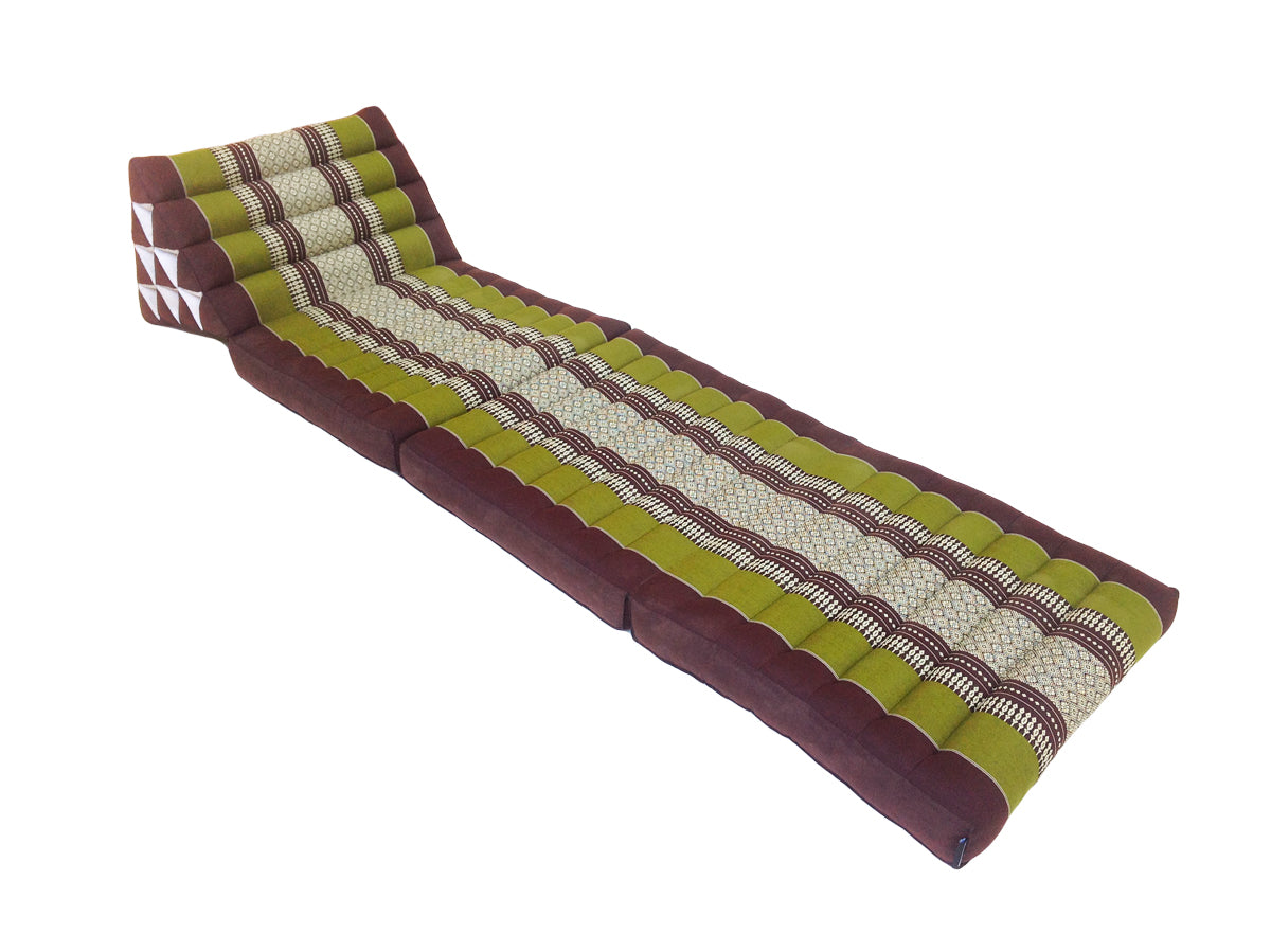 Thai Kapok 3 Fold Mattress with Triangle Cushion ~ Green Brown