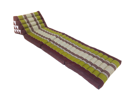 Thai Kapok 3 Fold Mattress with Triangle Cushion ~ Green Brown