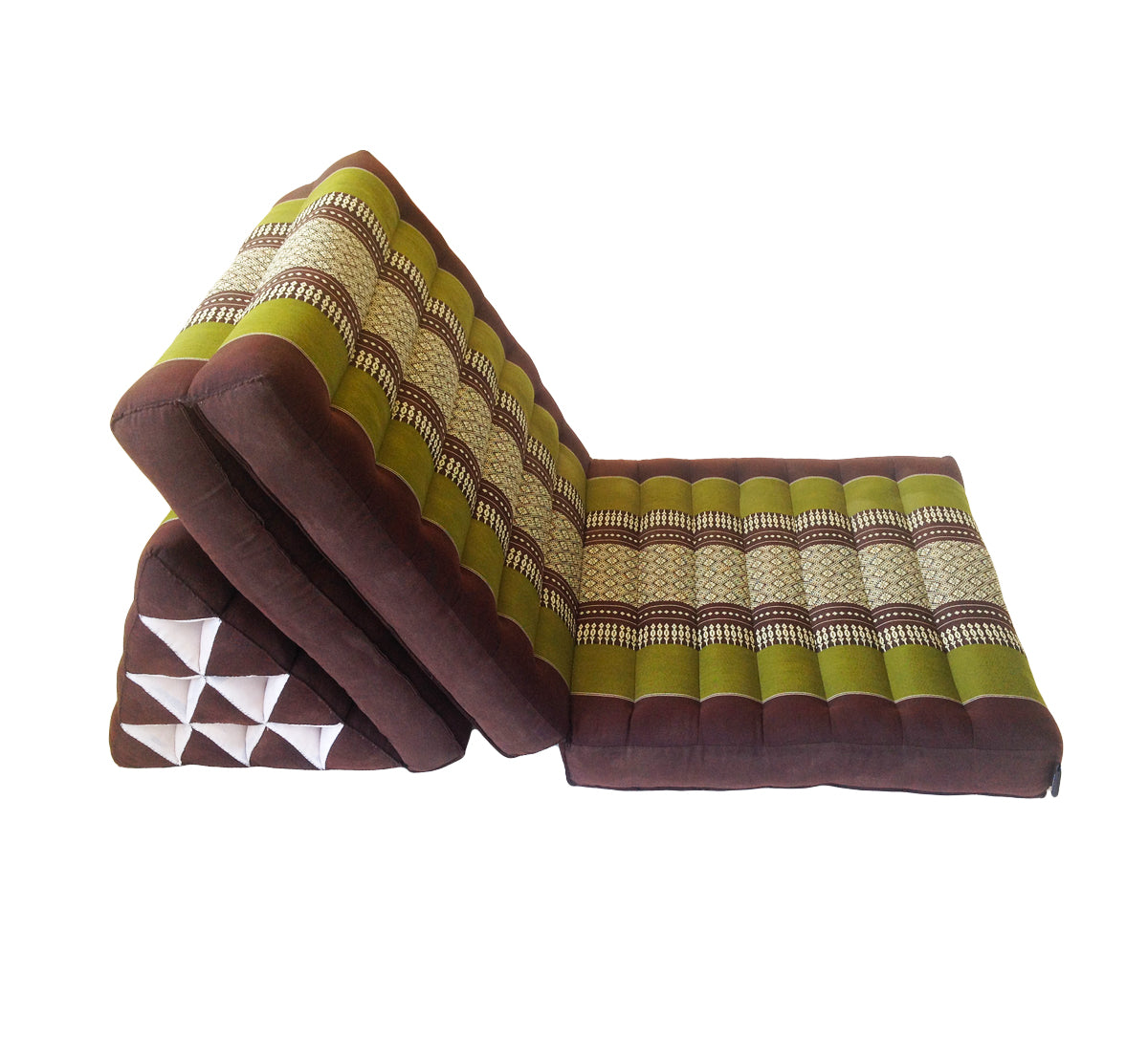 Thai Kapok 3 Fold Mattress with Triangle Cushion ~ Green Brown