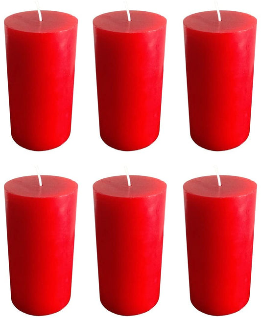 Red Pillar Candle size 10 x 5.5cm - Pack of 6