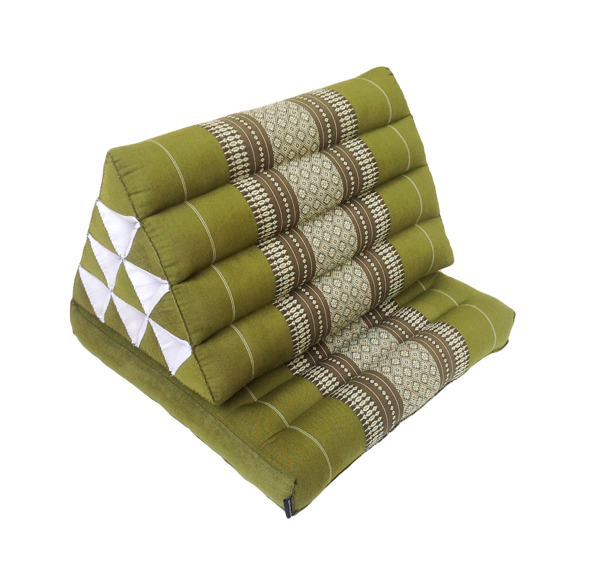 Collumino Thai Kapok Fold-Up Floor Seat with Firm Triangle Recliner Backrest Cushion – Natural Support for Meditation and Relaxed Floor Seating (Green)