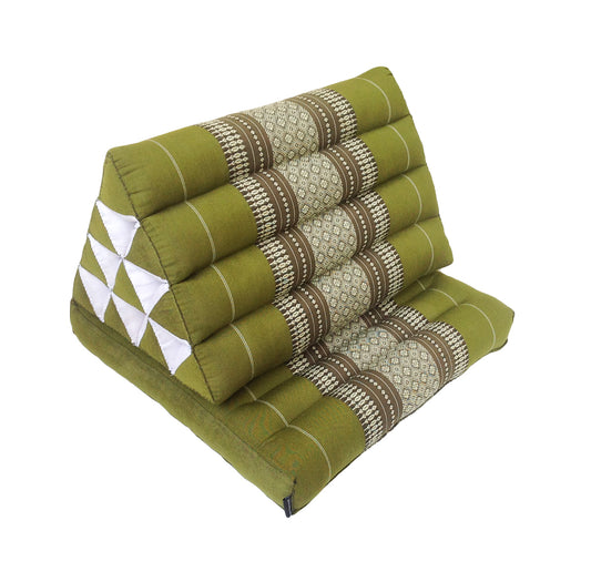 Collumino Thai Kapok Fold-Up Floor Seat with Firm Triangle Recliner Backrest Cushion – Natural Support for Meditation and Relaxed Floor Seating (Green)