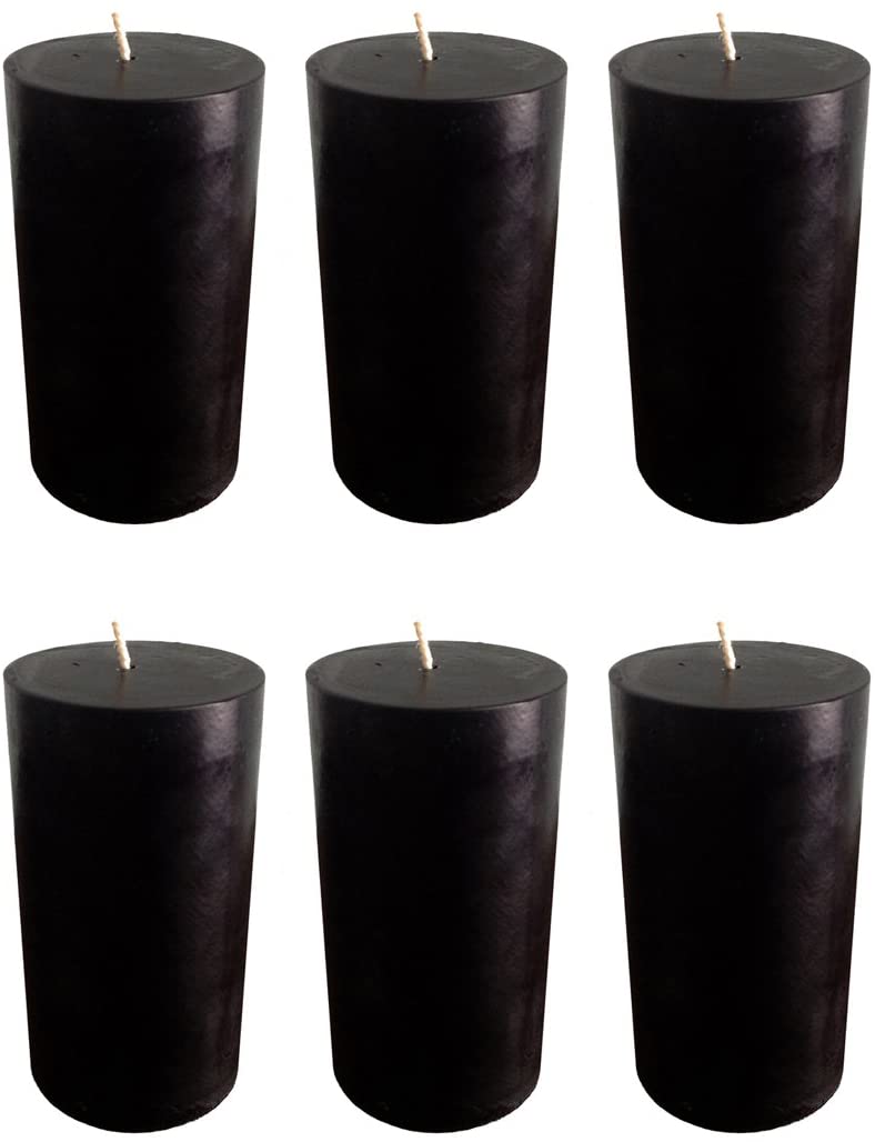 Black Pillar Candle size 10 x 5.5cm - Pack of 6 – Collumino