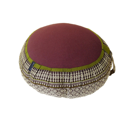 Thai Kapok Zafu Yoga Meditation Cushion B (Green Brown)