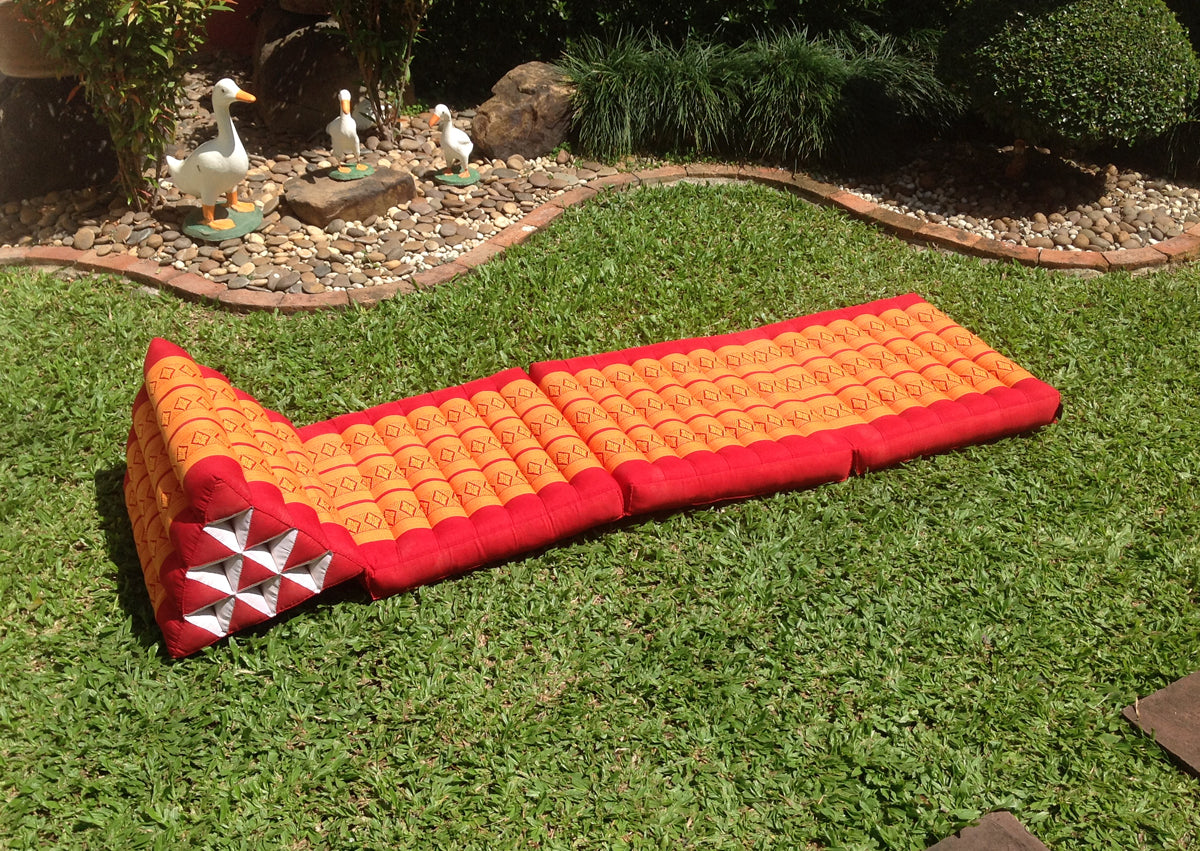 Thai Kapok 3 Fold Mattress with Triangle Cushion (Orange Red)
