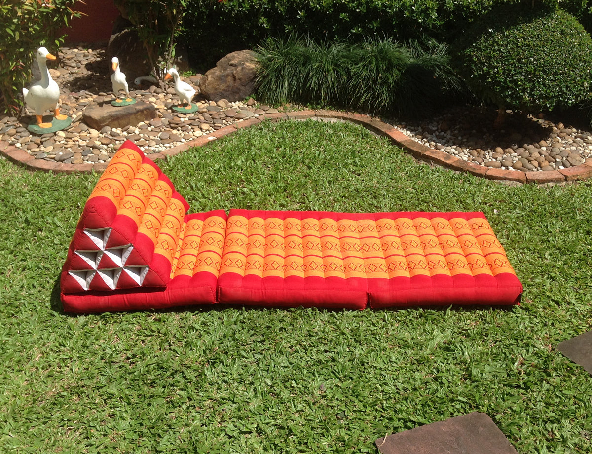 Thai Kapok 3 Fold Mattress with Triangle Cushion (Orange Red)