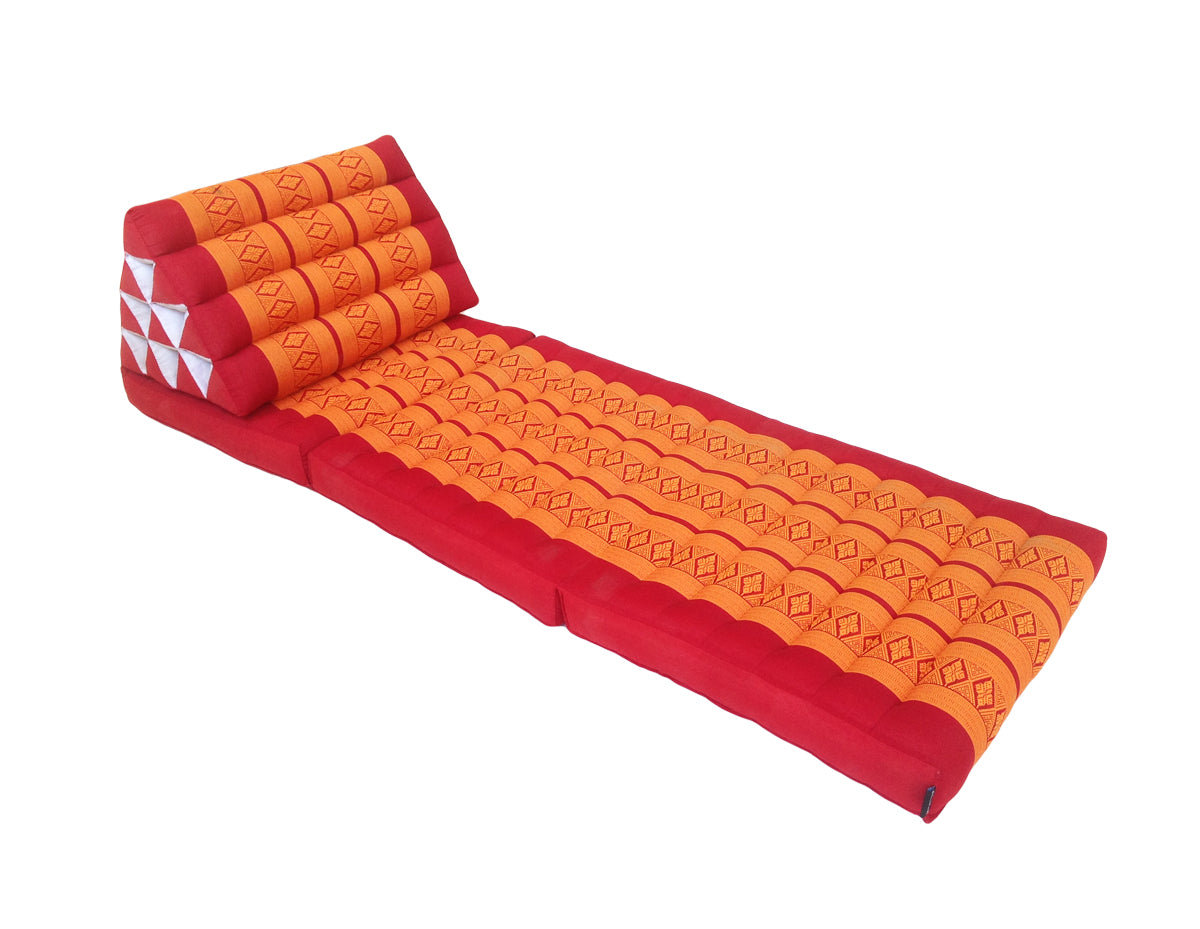 Thai Kapok 3 Fold Mattress with Triangle Cushion (Orange Red)