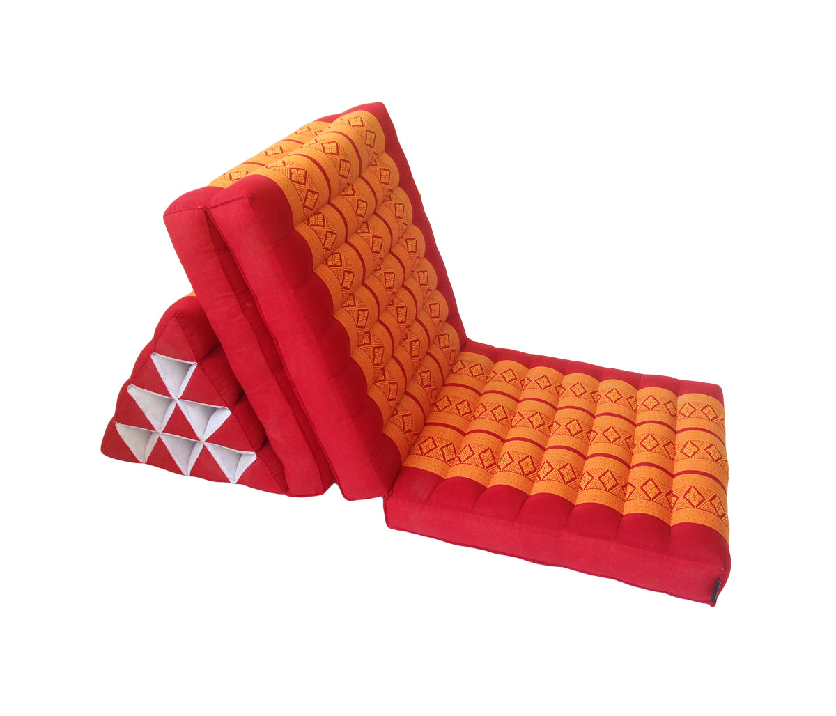 Thai Kapok 3 Fold Mattress with Triangle Cushion (Orange Red)