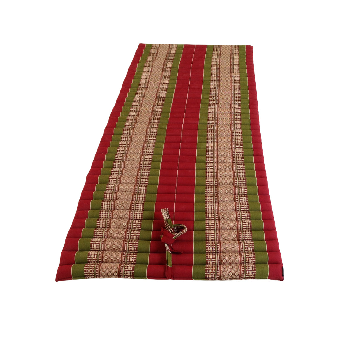 Thai Kapok Roll Up Floor & Topper Mattress – Medium 200 × 80cm - Green & Burgundy