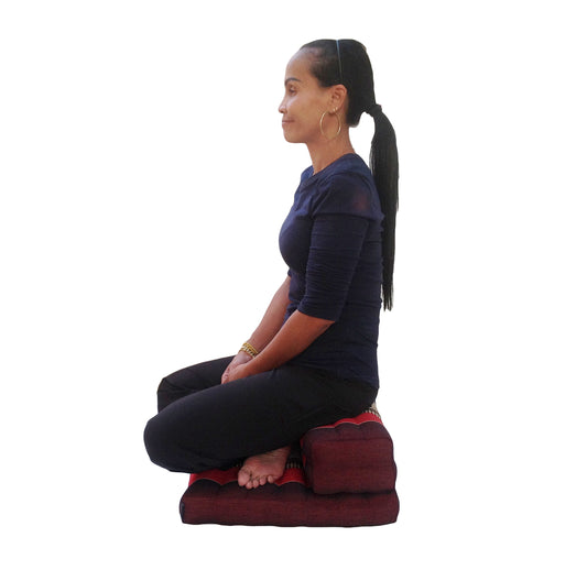 Thai Kapok Folding Meditation Seat Cushion ~ Red, Maroon