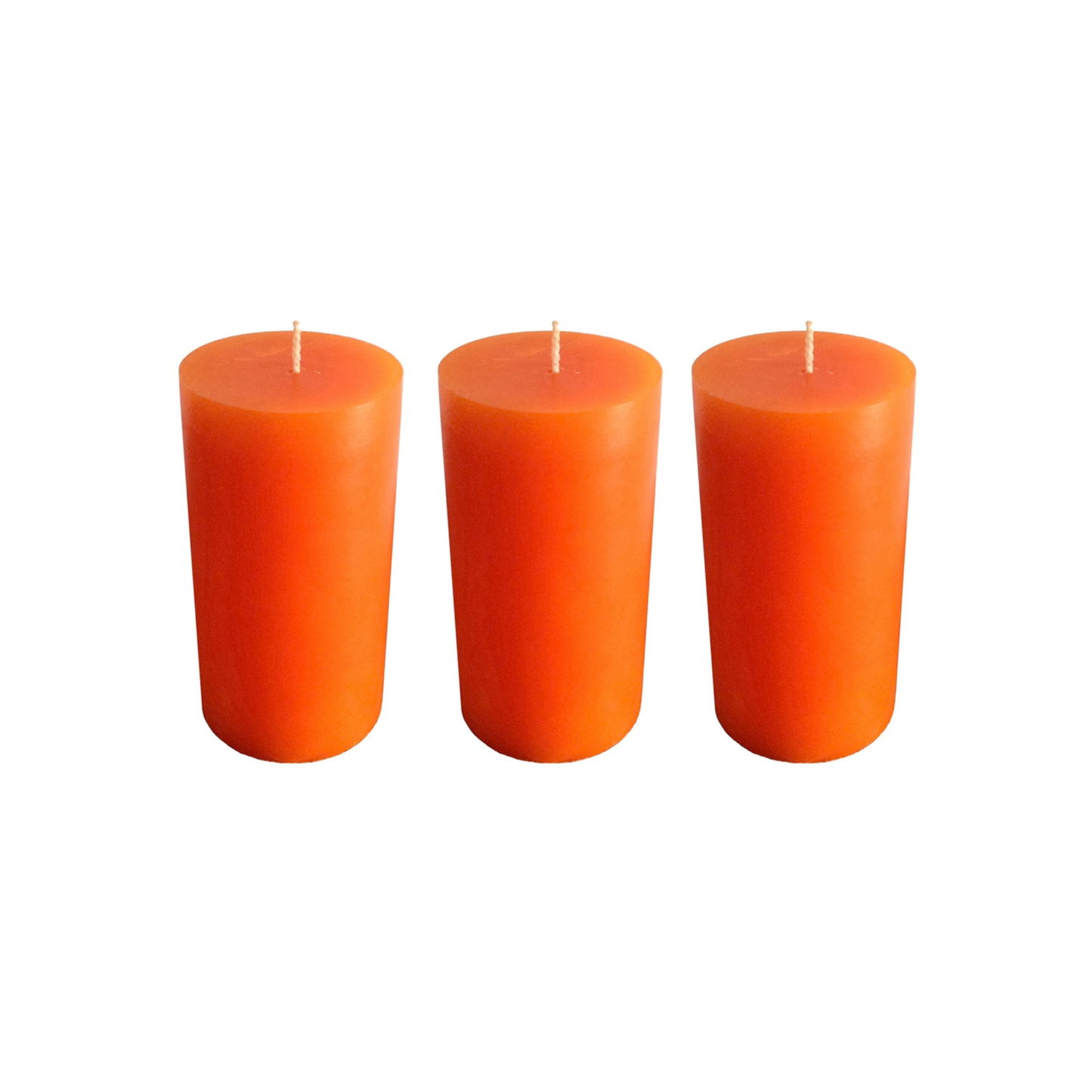 Orange Pillar Candle size 10 x 5.5cm - Pack of 3