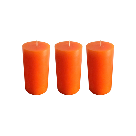 Orange Pillar Candle size 10 x 5.5cm - Pack of 3