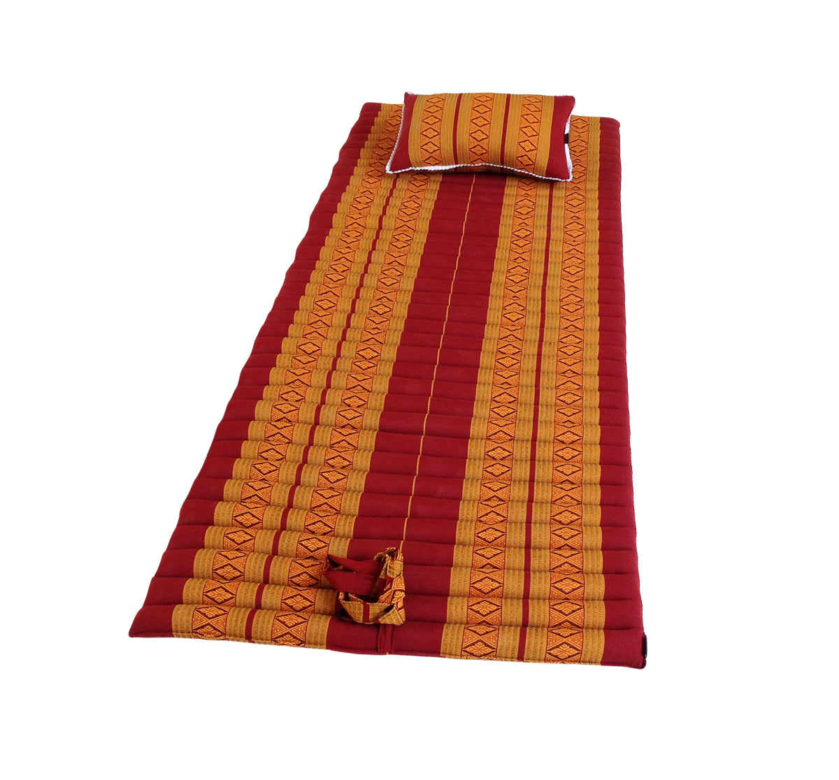Thai Kapok Roll Up Floor & Topper Mattress & Pillow Set – Medium (200 × 80cm) - Copper & Burgundy