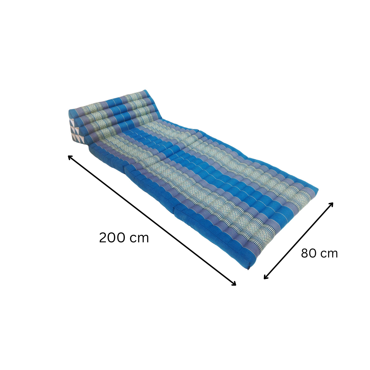 Thai Kapok Extra-Wide 3-Fold Floor Cushion Recliner Futon Set – Blue