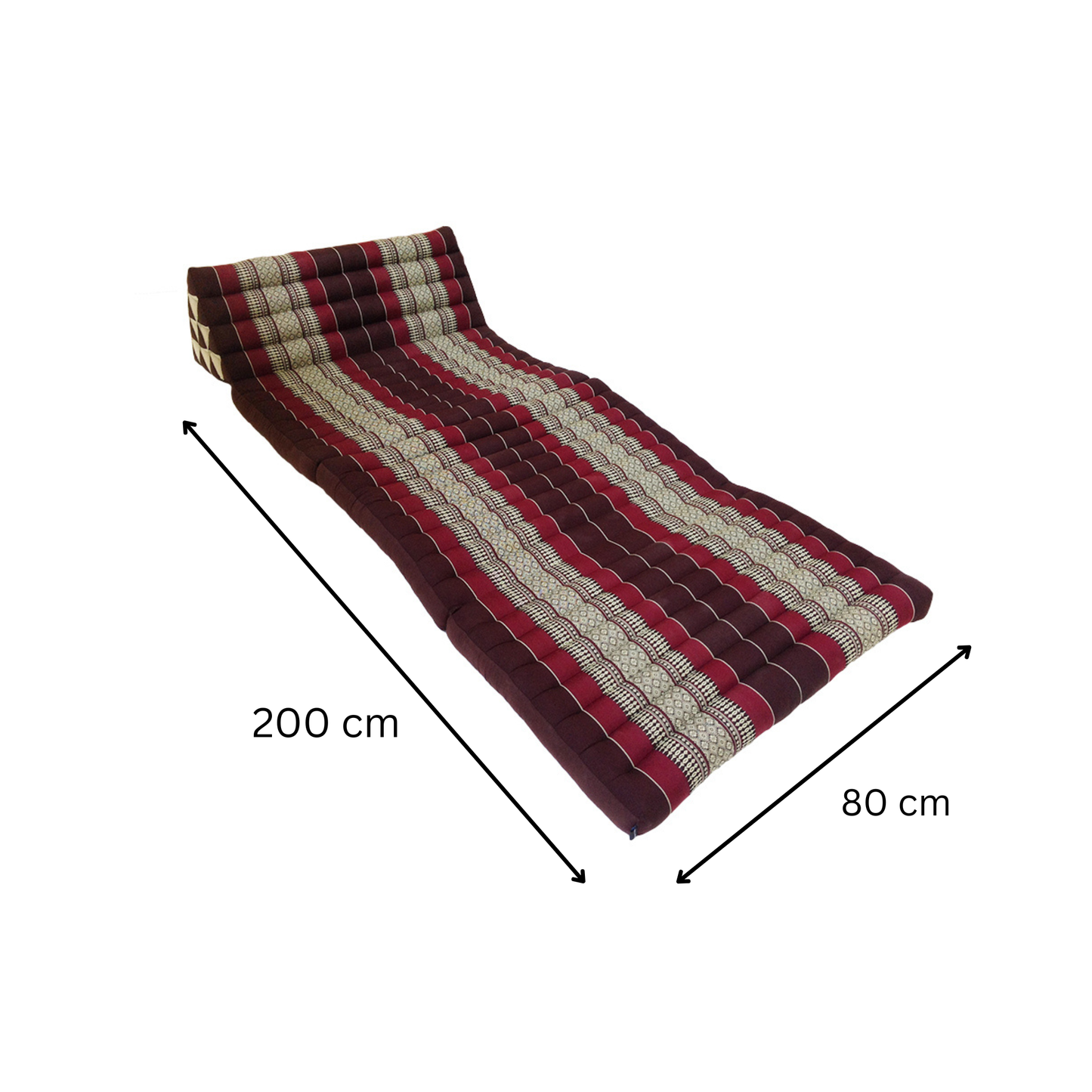 Thai Kapok Extra-Wide 3-Fold Floor Cushion Recliner Futon Set – Burgundy & Brown