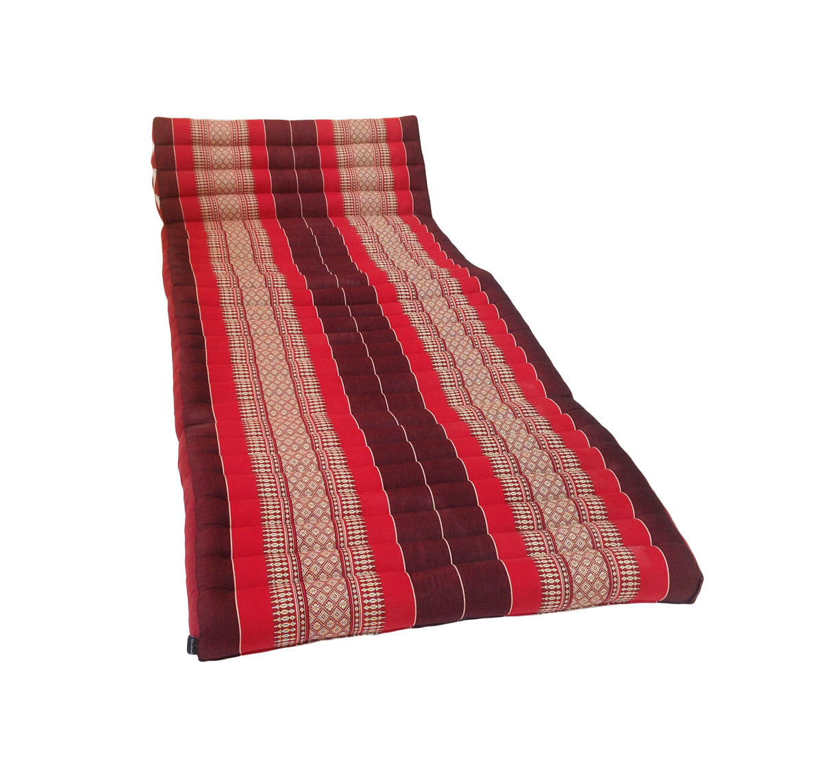 Thai Kapok Extra-Wide 3-Fold Floor Cushion Recliner Futon Set – Red & Maroon