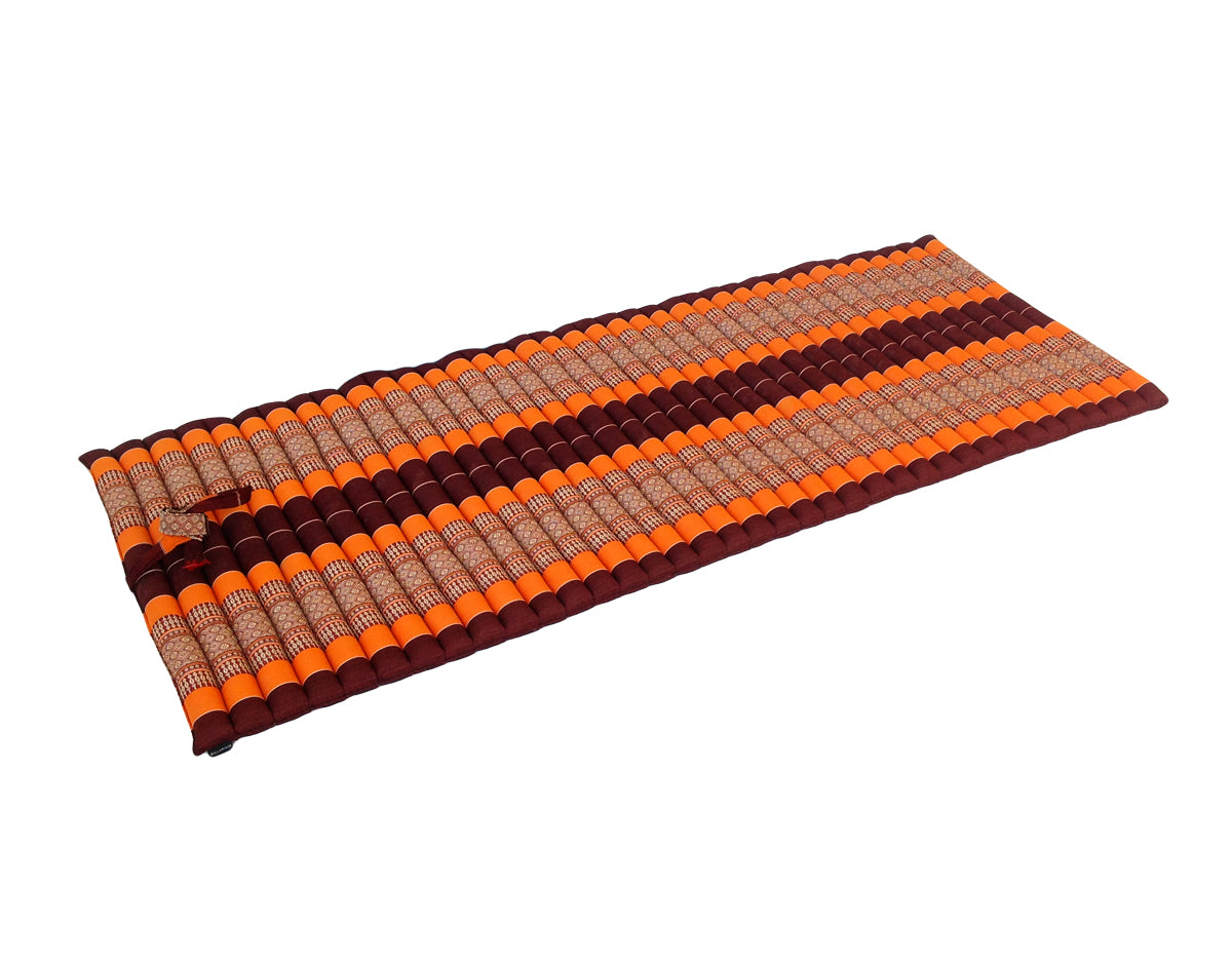 Thai Kapok Roll Up Floor & Topper Mattress – Medium 200 × 80cm - Orange & Maroon