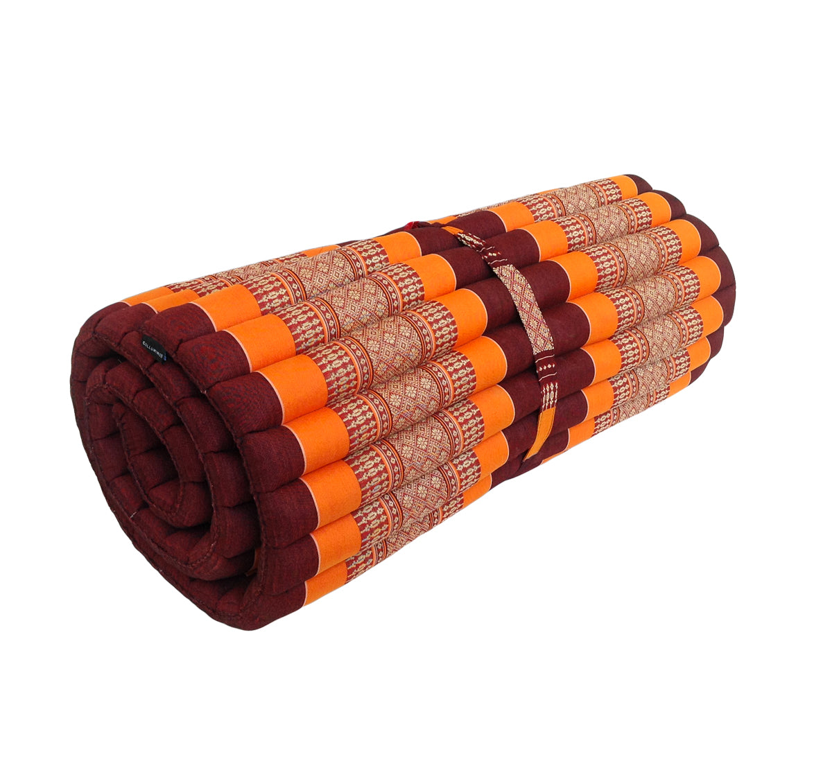 Thai Kapok Roll Up Floor & Topper Mattress – Medium 200 × 80cm - Orange & Maroon
