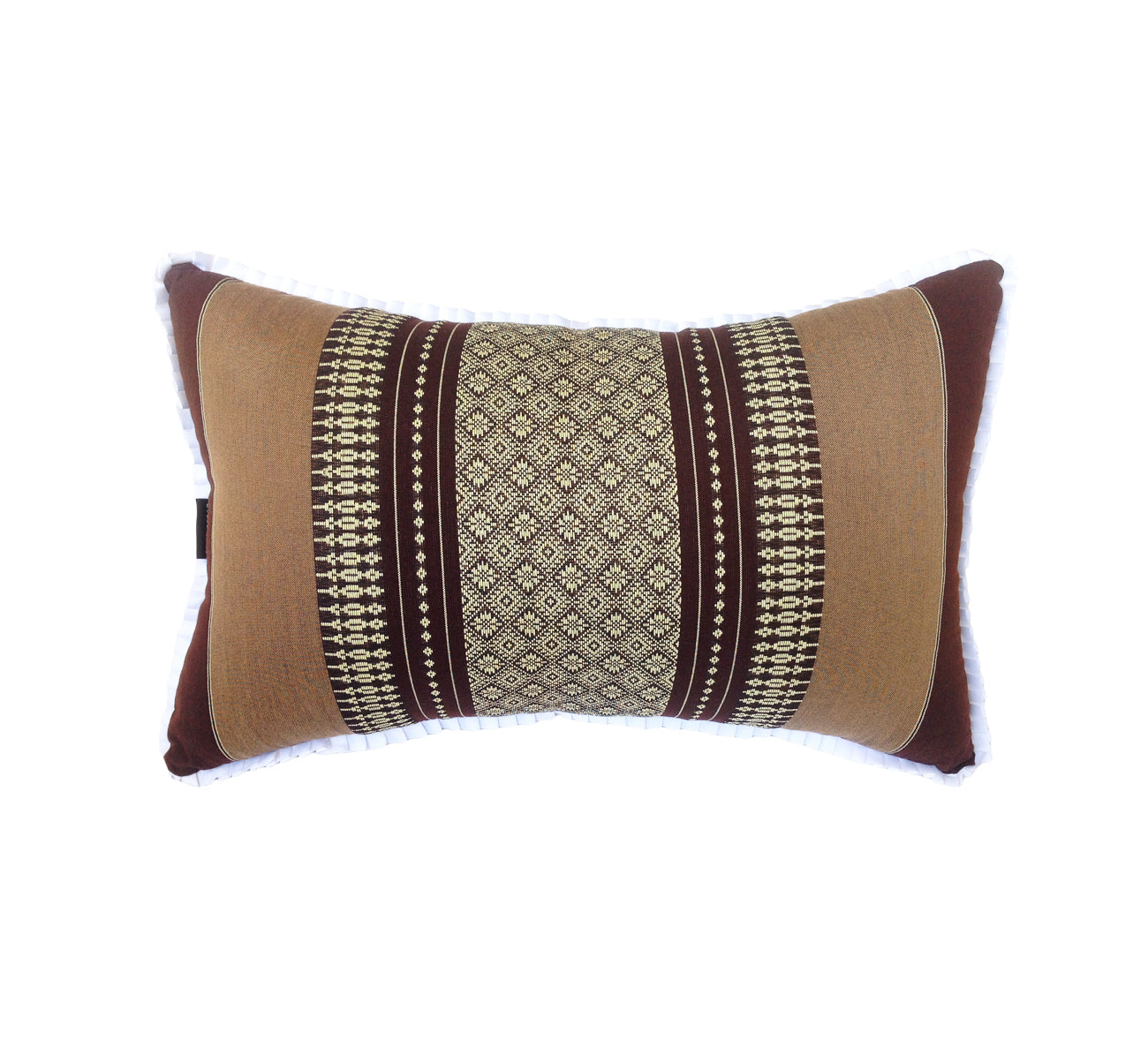 Traditional Thai Kapok Yoga & Meditation Support Pillow – Large Rectangle 45×28cm | Firm Floor Cushion for Yoga, Meditation & Massage (Brown)