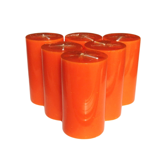 Orange Pillar Candle size 10 x 5.5cm - Pack of 6