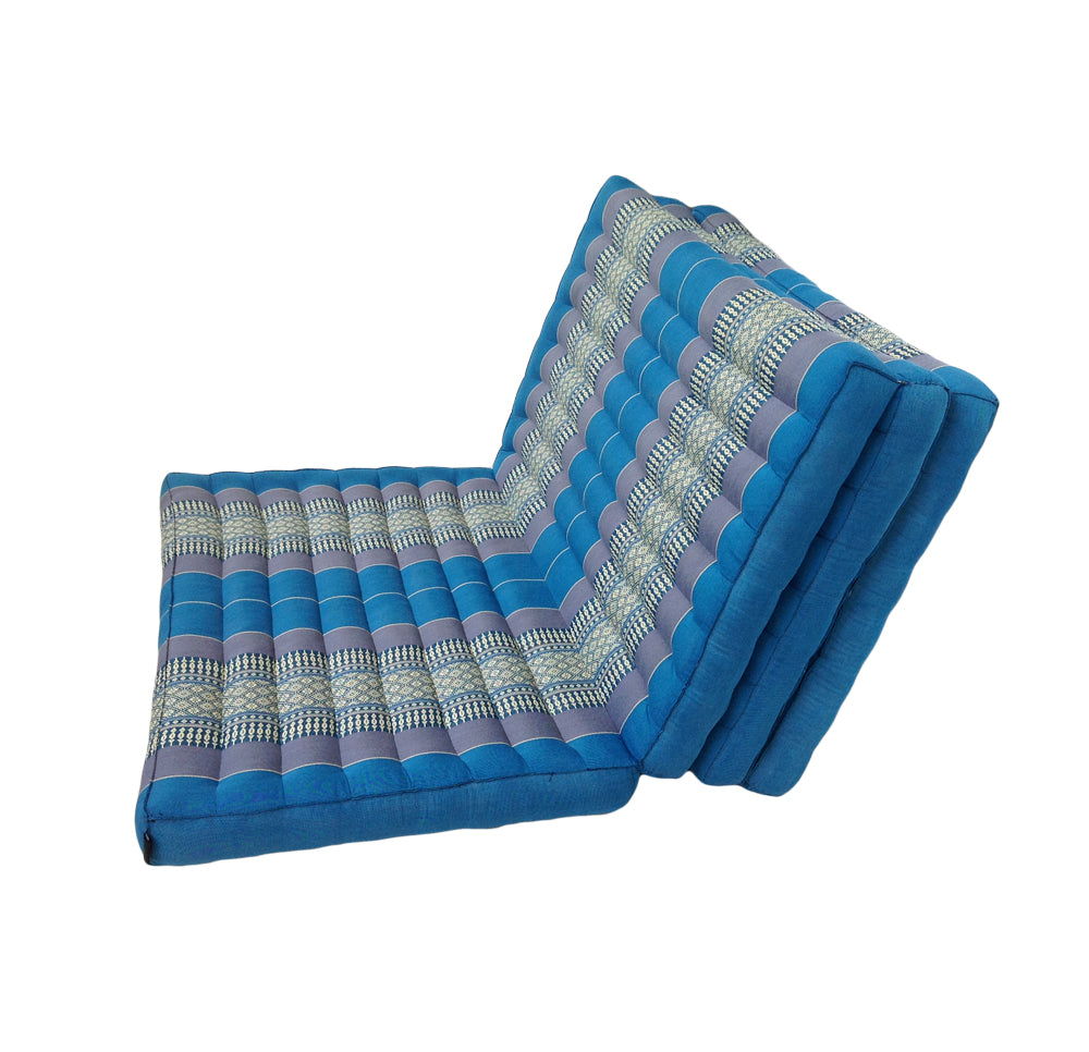 Thai Kapok Folding Floor Mattress – Single (200 × 80 cm) Natural Firm Support for Yoga, Meditation, Massage & Guest Bed, Indoor & Outdoor Use (Blue)