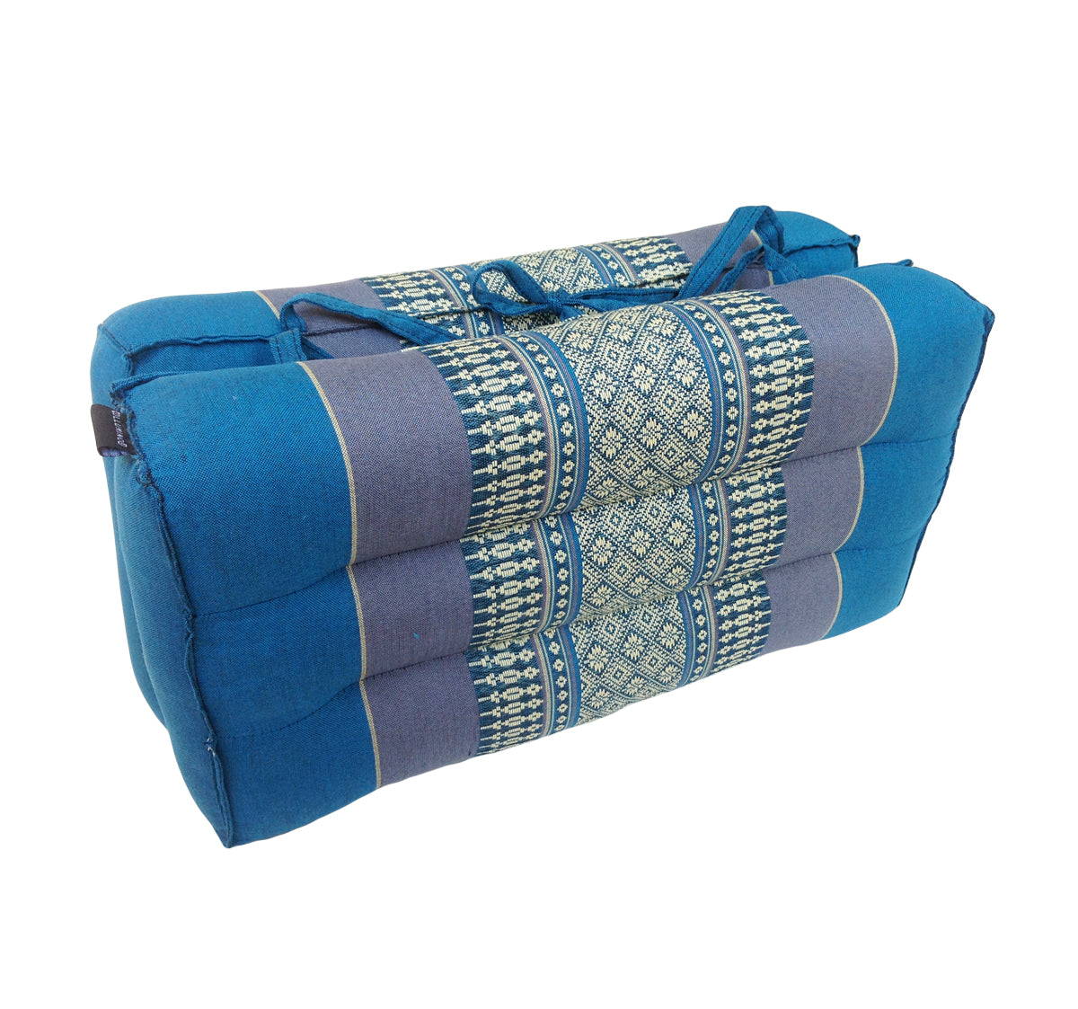 Traditional Thai Kapok Meditation Cushion for Yoga, Floor Seating & Mindfulness – Organic Foldable Yoga Cushion with Handle (Blue)