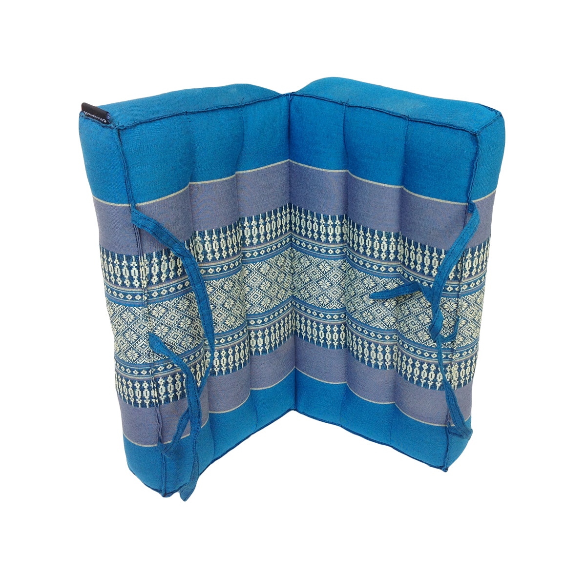 Traditional Thai Kapok Meditation Cushion for Yoga, Floor Seating & Mindfulness – Organic Foldable Yoga Cushion with Handle (Blue)