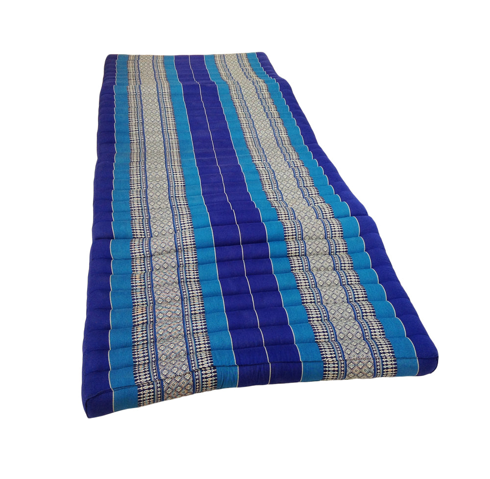 Thai Kapok Folding Floor Mattress – Single (200 × 80 cm) Natural Firm Support for Yoga, Meditation, Massage & Guest Bed, Indoor & Outdoor Use (Royal Blue)