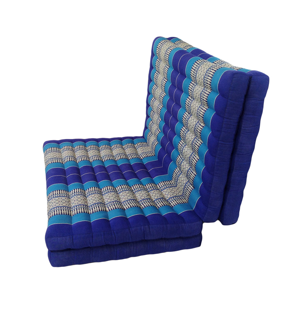 Thai Kapok Folding Floor Mattress – Single (200 × 80 cm) Natural Firm Support for Yoga, Meditation, Massage & Guest Bed, Indoor & Outdoor Use (Royal Blue)