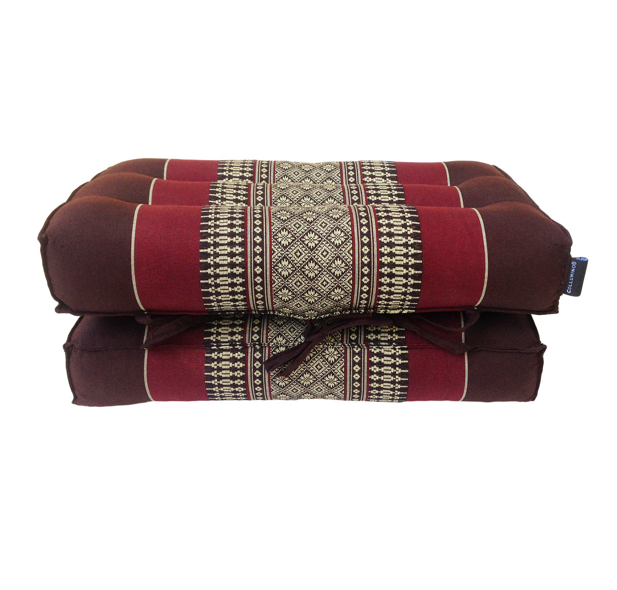 Traditional Thai Kapok Meditation Cushion for Yoga, Floor Seating & Mindfulness – Organic Foldable Yoga Cushion with Handle (Burgundy and Brown)