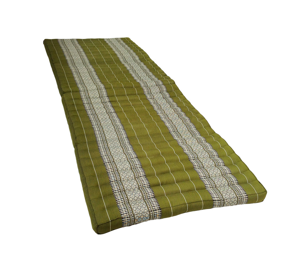 Thai Kapok Folding Floor Mattress – Single (200 × 80 cm) Natural Firm Support for Yoga, Meditation, Massage & Guest Bed, Indoor & Outdoor Use (Green)