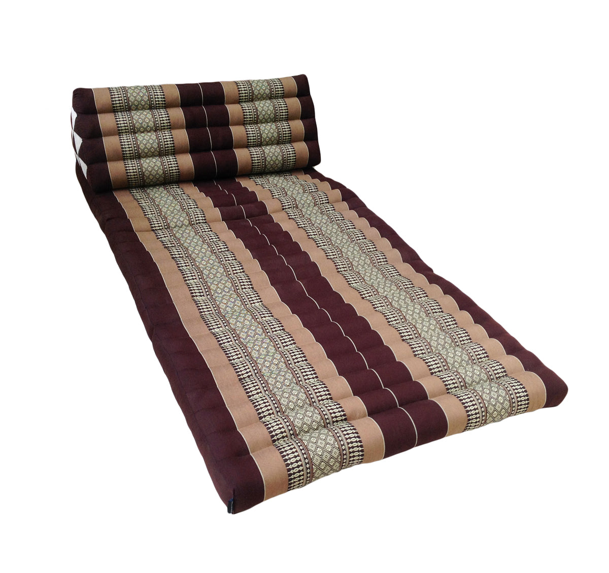 Thai Kapok Extra-Wide 3-Fold Floor Cushion Recliner Futon Set – Brown