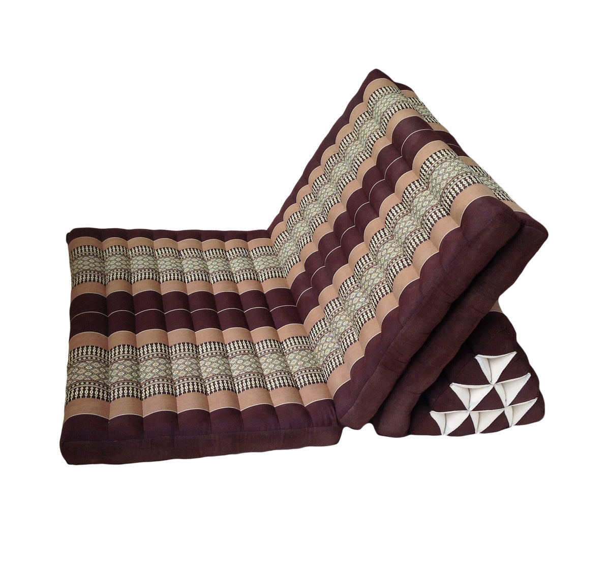 Thai Kapok Extra-Wide 3-Fold Floor Cushion Recliner Futon Set – Brown