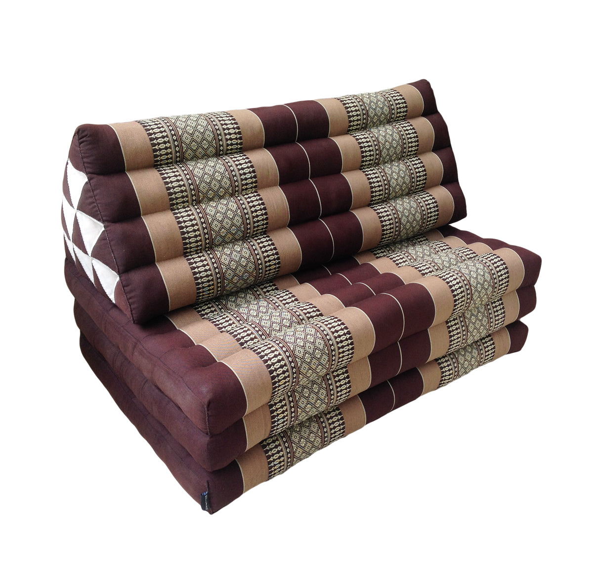 Thai Kapok Extra-Wide 3-Fold Floor Cushion Recliner Futon Set – Brown