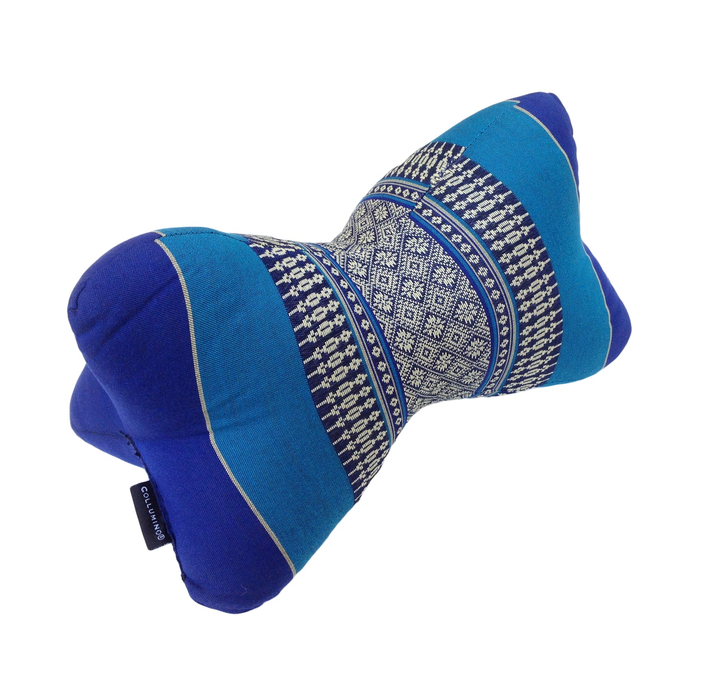 Collumino Traditional Thai Kapok Neck Support Pillow – Organic Firm Yoga & Massage Bolster Cushion (30 x 15cm) Portable Headrest & Knee Support (Royal Blue)