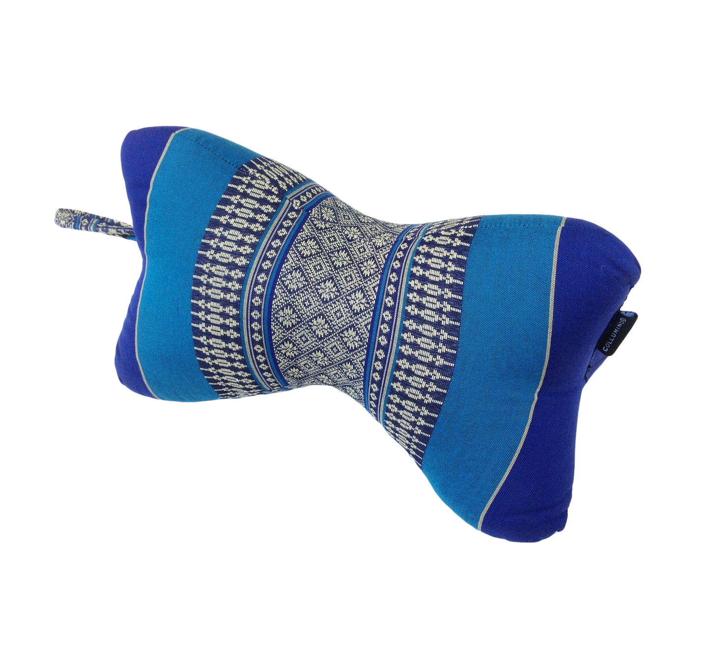 Collumino Traditional Thai Kapok Neck Support Pillow – Organic Firm Yoga & Massage Bolster Cushion (30 x 15cm) Portable Headrest & Knee Support (Royal Blue)