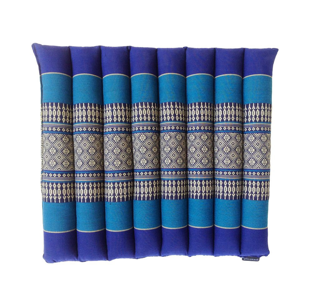 Collumino Thai Kapok Roll-Up Floor Cushion | Portable Meditation Yoga and Prayer Seat Pad 38x38cm (Royal Blue)