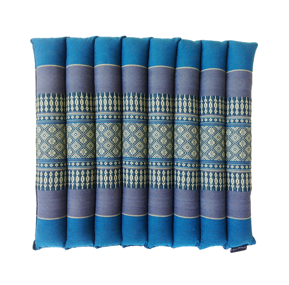 Collumino Thai Kapok Roll-Up Floor Cushion | Portable Meditation Yoga and Prayer Seat Pad 38x38cm (Blue)