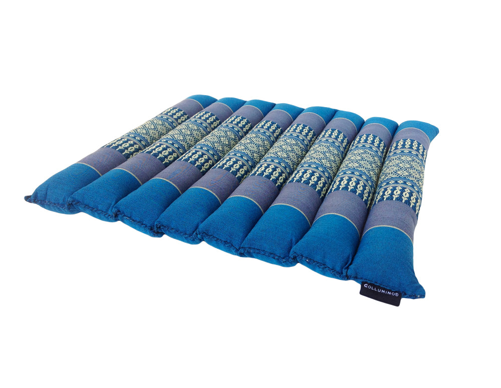 Collumino Thai Kapok Roll-Up Floor Cushion | Portable Meditation Yoga and Prayer Seat Pad 38x38cm (Blue)