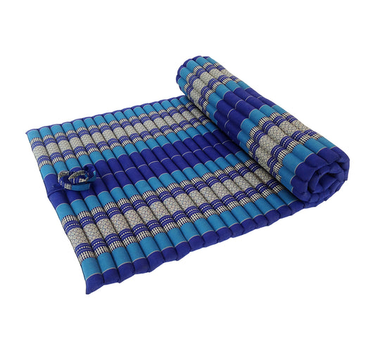 Thai Kapok XL Roll-Up Floor Mattress for Yoga, Massage & Meditation (Royal Blue)