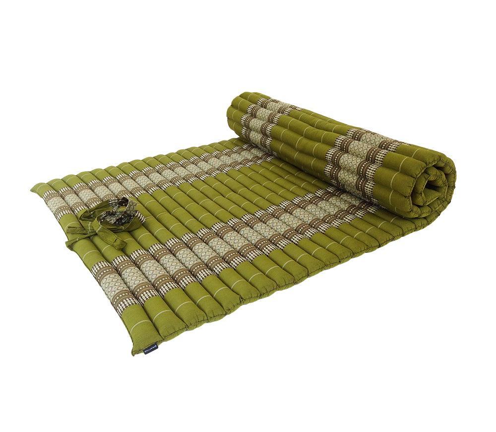 Thai Kapok XL Roll-Up Floor Mattress for Yoga, Massage & Meditation (Green)