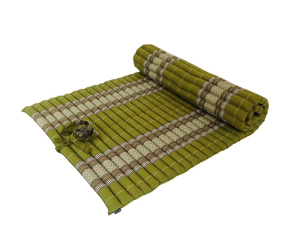 Thai Kapok XL Roll-Up Floor Mattress for Yoga, Massage & Meditation (Green)