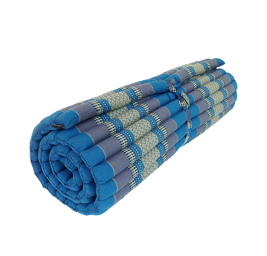 Thai Kapok XL Roll-Up Floor Mattress for Yoga, Massage & Meditation (Blue)