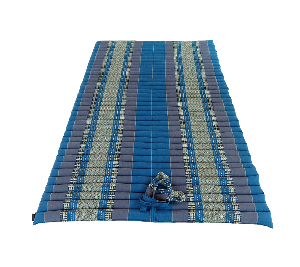 Thai Kapok XL Roll-Up Floor Mattress for Yoga, Massage & Meditation (Blue)