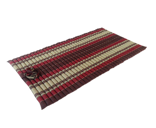 Thai Kapok XL Roll-Up Floor Mattress for Yoga, Massage & Meditation (Burgundy and Brown)