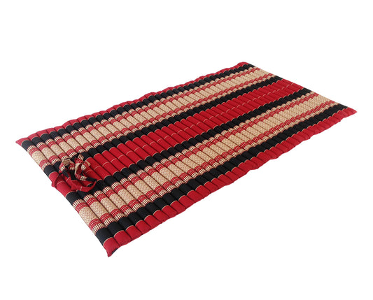 Thai Kapok XL Roll-Up Floor Mattress for Yoga, Massage & Meditation (Black and Red)